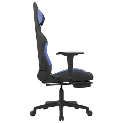 Gamingstol med fotstöd och massage svart och blå tyg