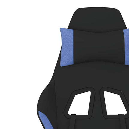 Gamingstol med fotstöd och massage svart och blå tyg
