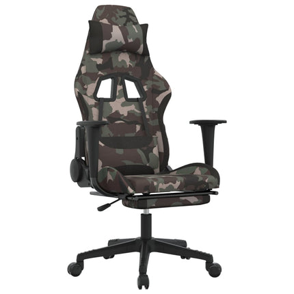 Gamingstol med fotstöd och massage svart och kamouflage tyg