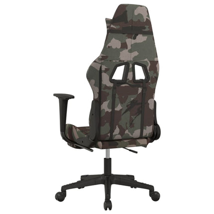 Gamingstol med fotstöd och massage svart och kamouflage tyg