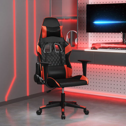 Gamingstol med massage svart och röd konstläder