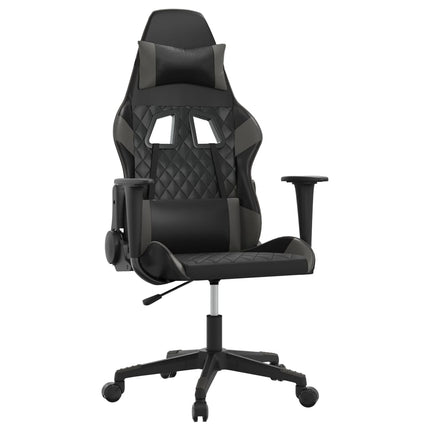 Gamingstol med massage svart och grå konstläder