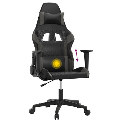 Gamingstol med massage svart och grå konstläder