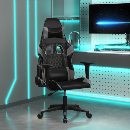 Gamingstol med massage svart och grå konstläder