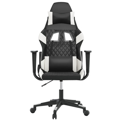 Gamingstol med massage svart och vit konstläder