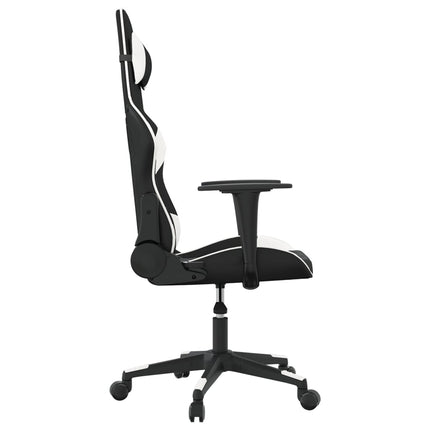 Gamingstol med massage svart och vit konstläder