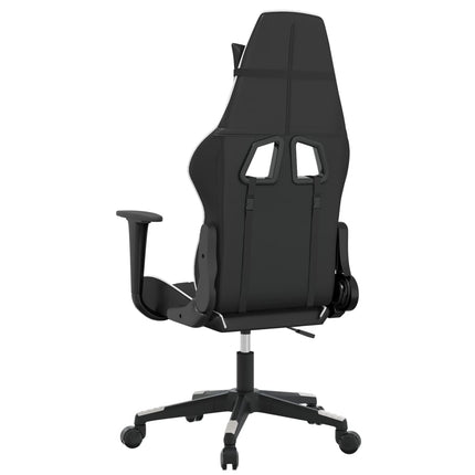 Gamingstol med massage svart och vit konstläder