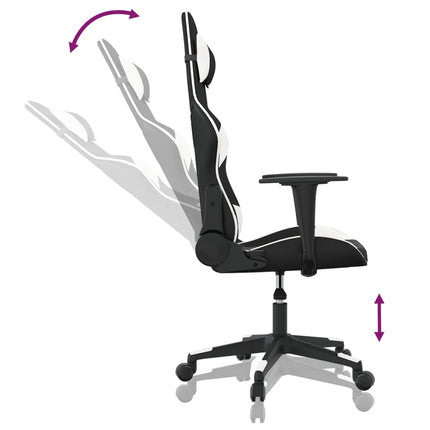 Gamingstol med massage svart och vit konstläder