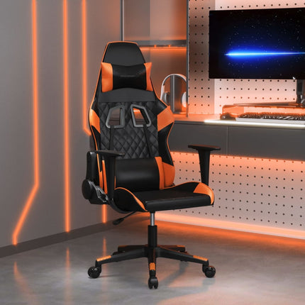 Gamingstol med massage svart och orange konstläder