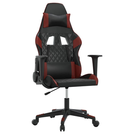 Gamingstol med massage svart och vinröd konstläder