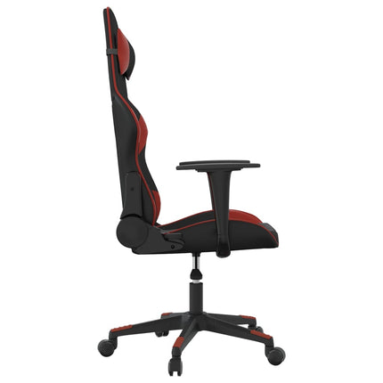 Gamingstol med massage svart och vinröd konstläder
