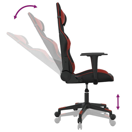 Gamingstol med massage svart och vinröd konstläder