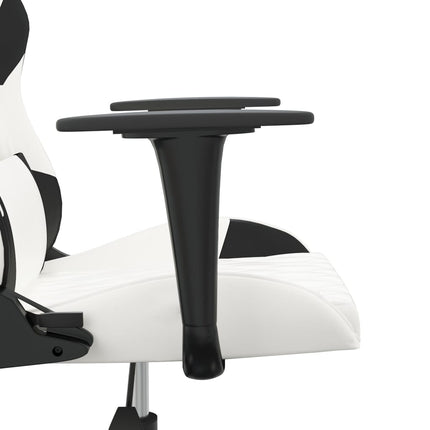 Gamingstol med massage vit och svart konstläder