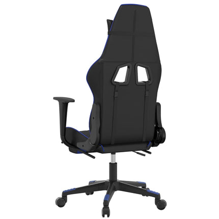 Gamingstol med massage och fotstöd svart och blå konstläder