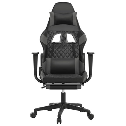 Gamingstol med massage och fotstöd svart och grå konstläder