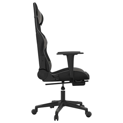 Gamingstol med massage och fotstöd svart och grå konstläder