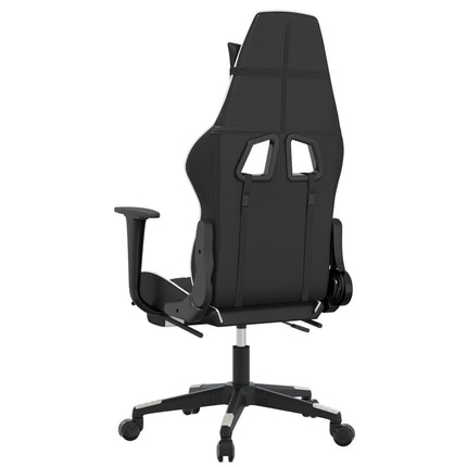 Gamingstol med massage och fotstöd svart och vit konstläder