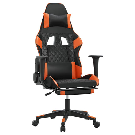 Gamingstol med massage och fotstöd svart och orange konstläder