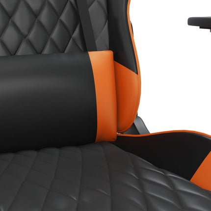 Gamingstol med massage och fotstöd svart och orange konstläder