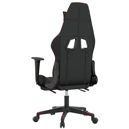 Gamingstol med massage och fotstöd svart och vinröd konstläder