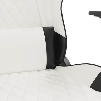 Gamingstol med massage och fotstöd vit och svart konstläder