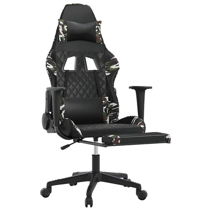 Gamingstol med massage och fotstöd svart kamouflage konstläder