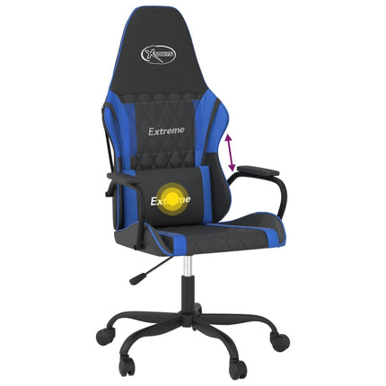 Gamingstol med massage svart och blå konstläder