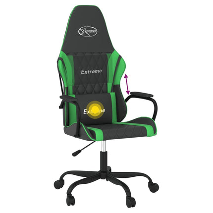 Gamingstol med massage svart och grön konstläder