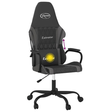Gamingstol med massage svart och grå konstläder
