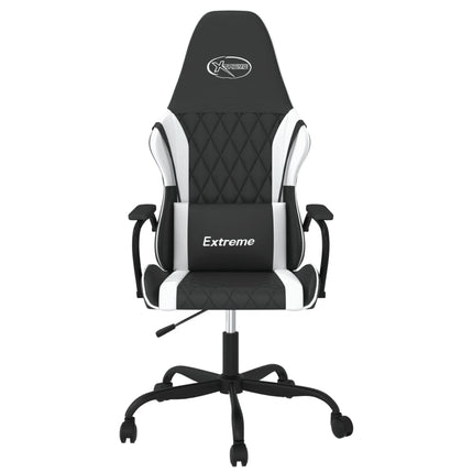 Gamingstol med massage svart och vit konstläder