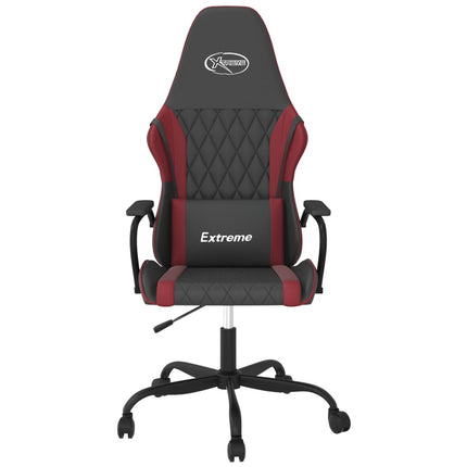 Gamingstol med massage svart och vinröd konstläder
