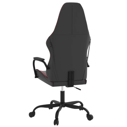 Gamingstol med massage svart och vinröd konstläder