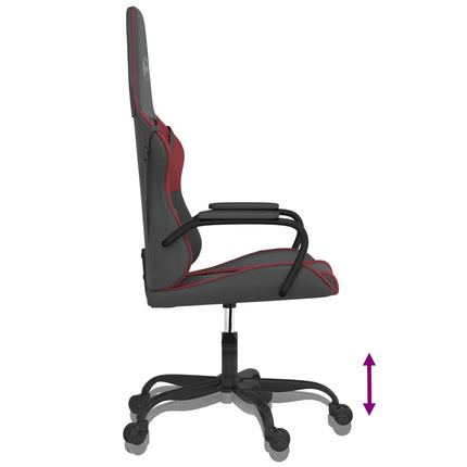 Gamingstol med massage svart och vinröd konstläder