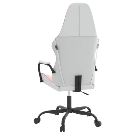Gamingstol med massage vit och rosa konstläder