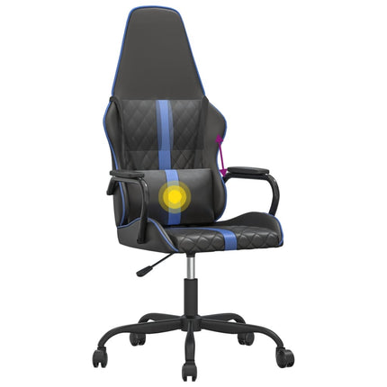 Gamingstol med massage blå och svart konstläder