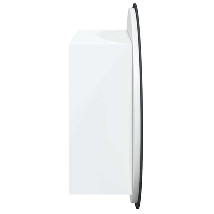 Badrumsskåp med rund spegel och LED vit 40x40x17,5 cm