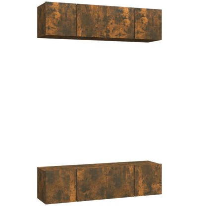 Tv-skåp 4 st rökfärgad ek 60x30x30 cm konstruerat trä
