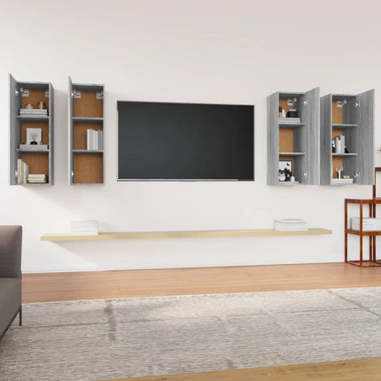 TV-bänk 4 st grå sonoma 30,5x30x90 cm konstruerat trä