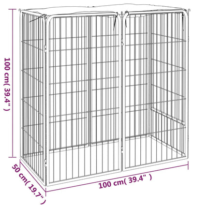 Hundbur 6 paneler svart 50x100 cm pulverlackerat stål