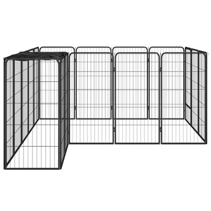 Hundbur 18 paneler svart 50x100 cm pulverlackerat stål