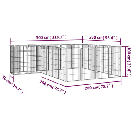 Hundbur 22 paneler svart 50x100 cm pulverlackerat stål
