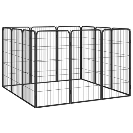 Hundbur 12 paneler svart 50x100 cm pulverlackerat stål