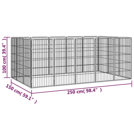Hundbur 16-paneler svart 50x100 cm pulverlackerat stål