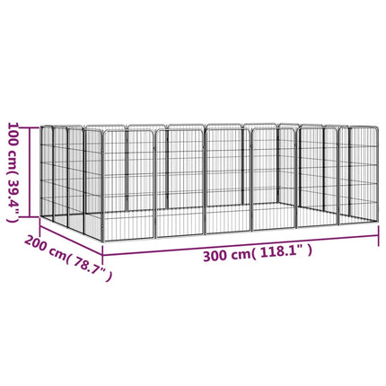 Hundbur 20-paneler svart 50x100 cm pulverlackerat stål