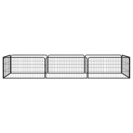 Hundbur 8 paneler svart 100x50 cm pulverlackerat stål