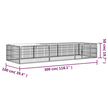 Hundbur 8 paneler svart 100x50 cm pulverlackerat stål