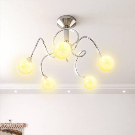 Taklampa med runda lampskärmar för 5 G9 LED-lampor