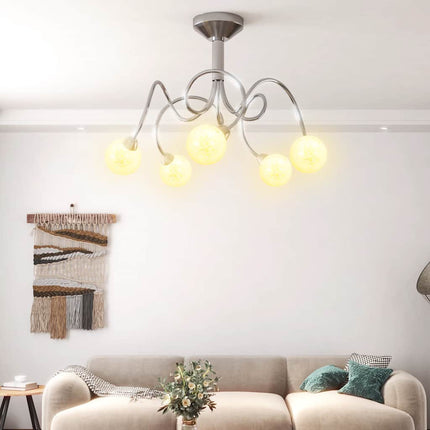 Taklampa med runda lampskärmar för 5 G9 LED-lampor