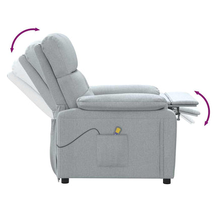 Massagefåtölj ljusgrå tyg