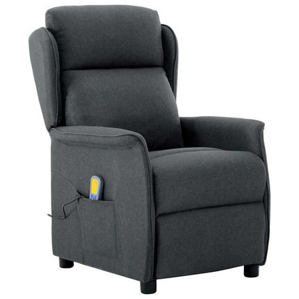 Massagefåtölj med kudde Mörkgrå 93.5 x 67.5 x 101.5 cm tyg